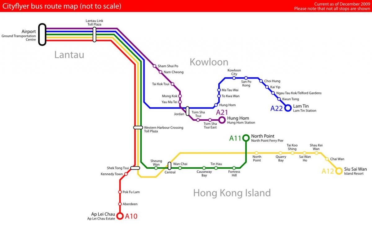 Ганконг карта аўтобусных маршрутаў