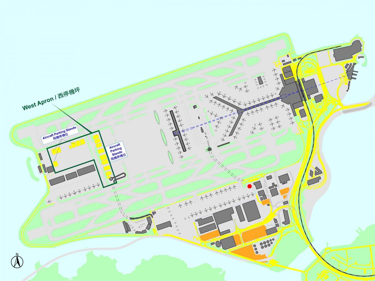 Ганконг Міжнародны аэрапорт Ганконга на карце