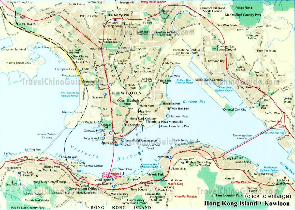цэнтр карты Ганконг