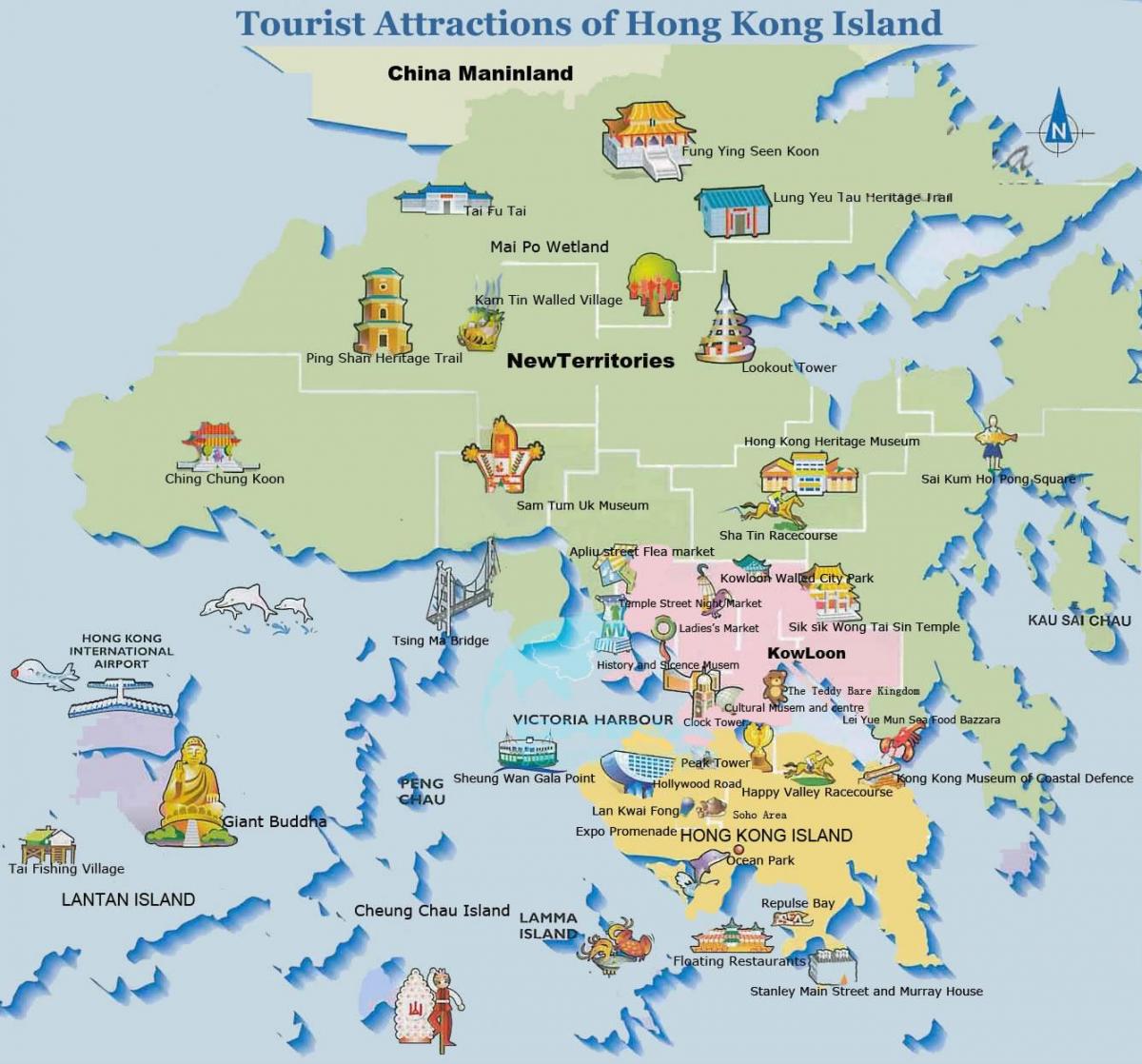 Карта Ганконга для турыстаў