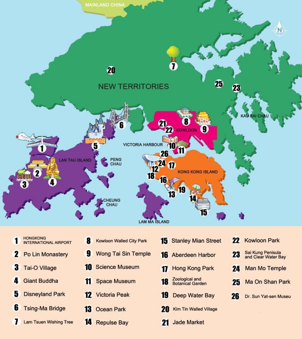 карта новых тэрыторый Ганконга
